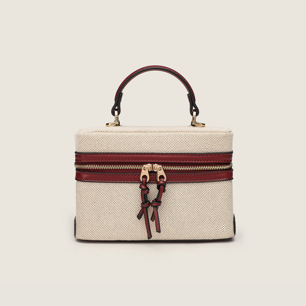Structured Box Top Handle Bag - Red