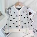 Polka Dot Button Down Knit Cardigan - White