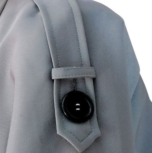 Ankle Length Double Breasted Trench Coat - Grey - 4