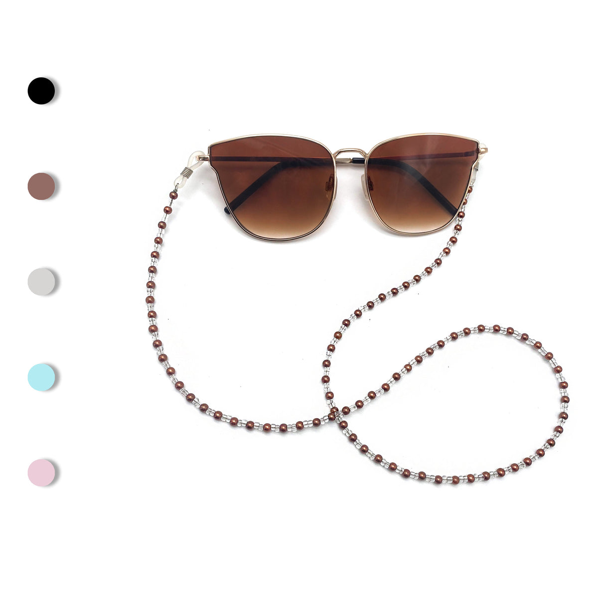 Retro Two Tone Bead Glasses Chain - Brown