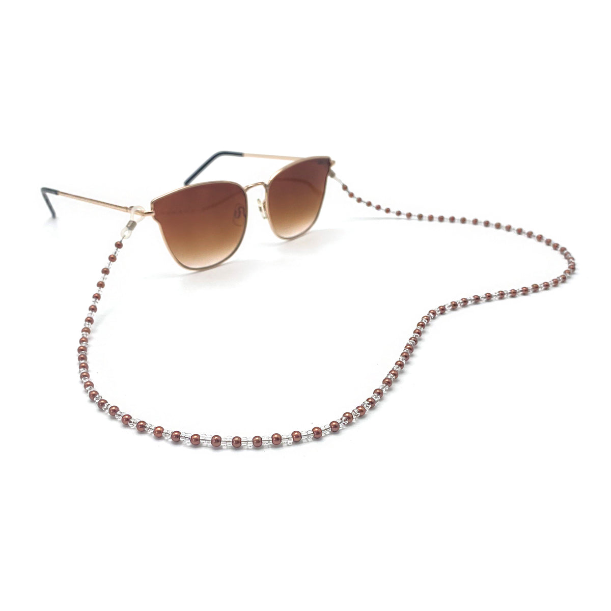 Retro Two Tone Bead Glasses Chain - Brown - 3