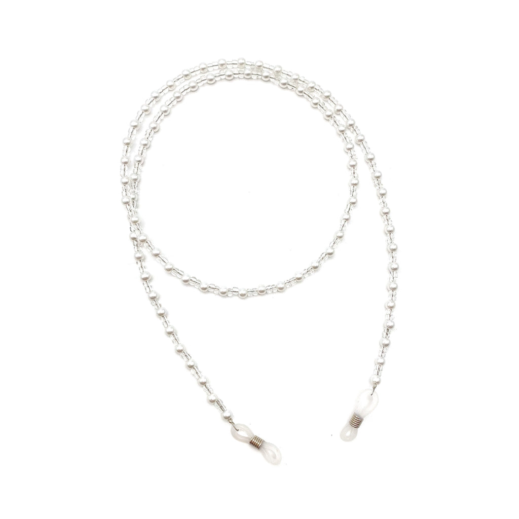 Retro Two Tone Bead Glasses Chain - White