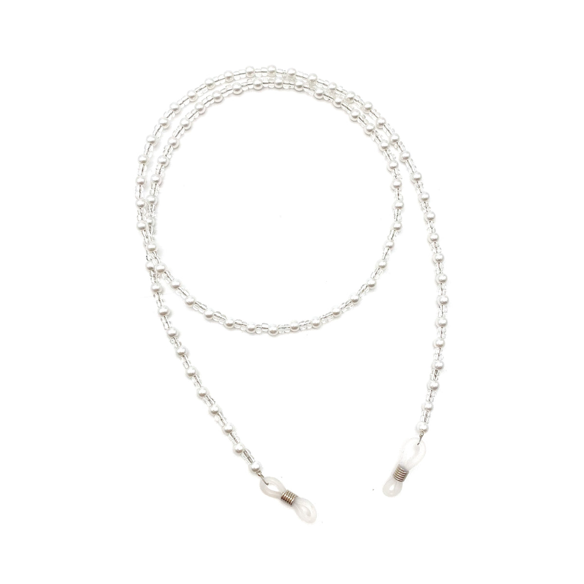 Retro Two Tone Bead Glasses Chain - White