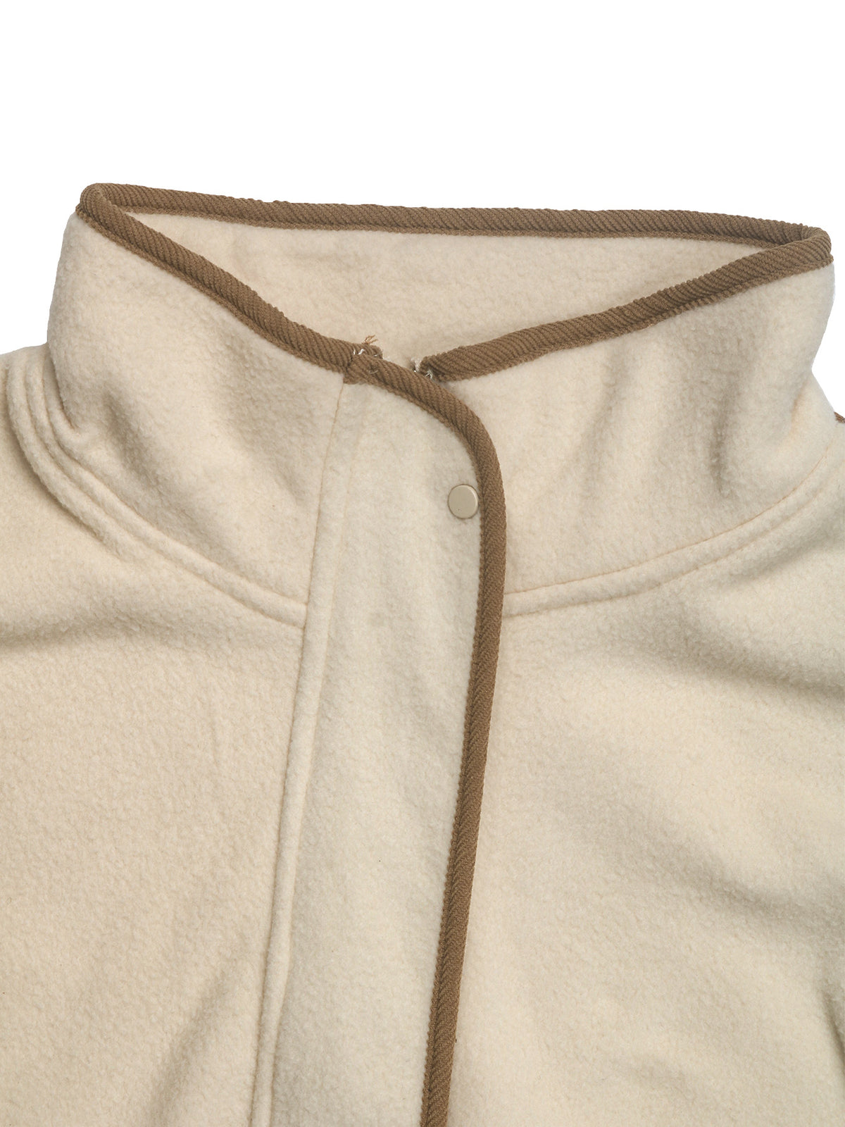 Contrast Trim Zip Up Fleece Jacket - Apricot - 5