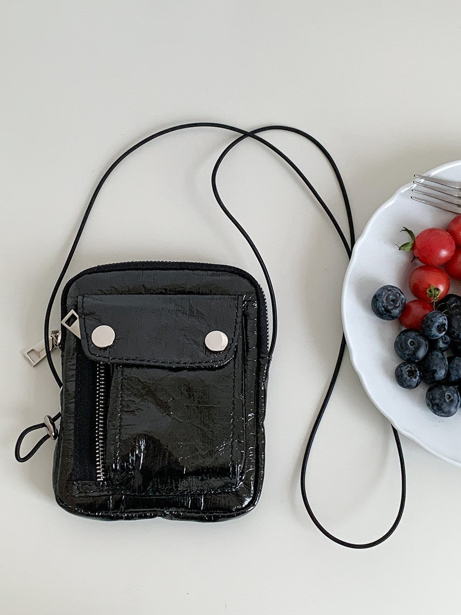 Metallic Crinkle Mini Crossbody Phone Bag