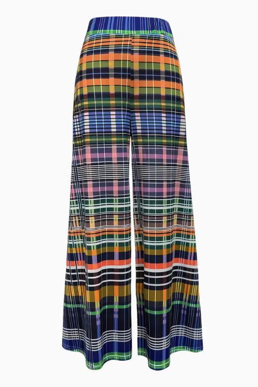 Printed Wide Leg Palazzo Pants For Summer - Blue - 2