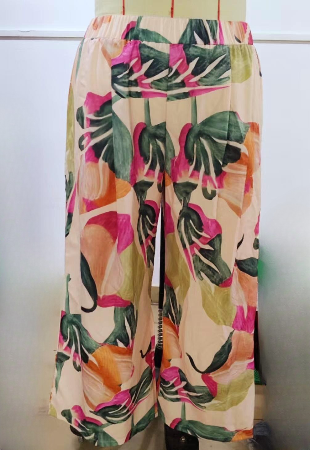 Printed Wide Leg Palazzo Pants For Summer - Decor