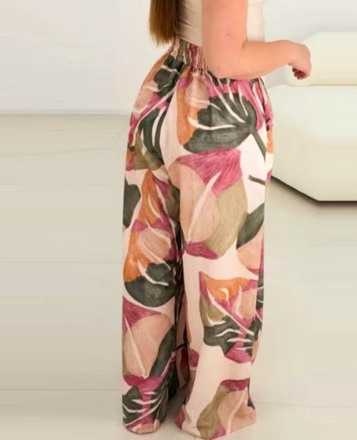 Printed Wide Leg Palazzo Pants For Summer - Decor - 1