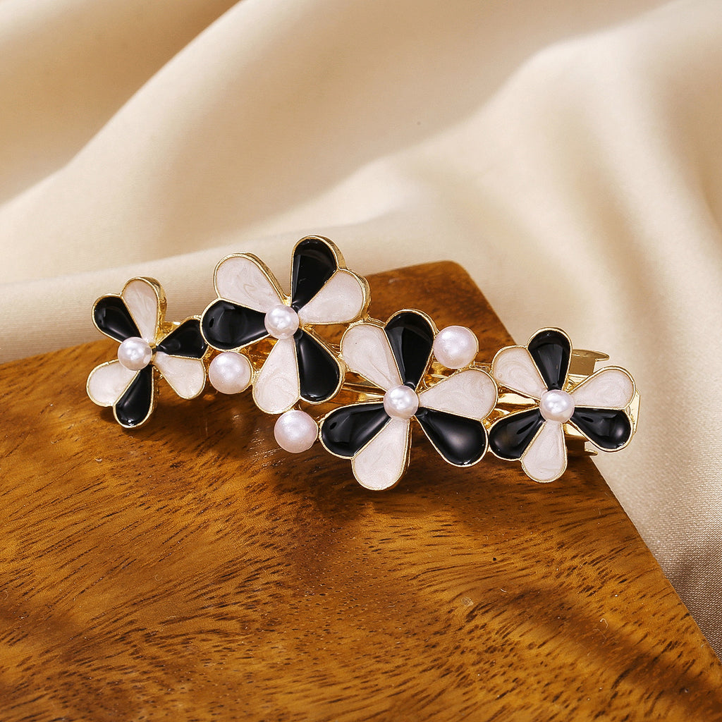 Enamel Flower Pearl Spring Hair Clip - Color_1