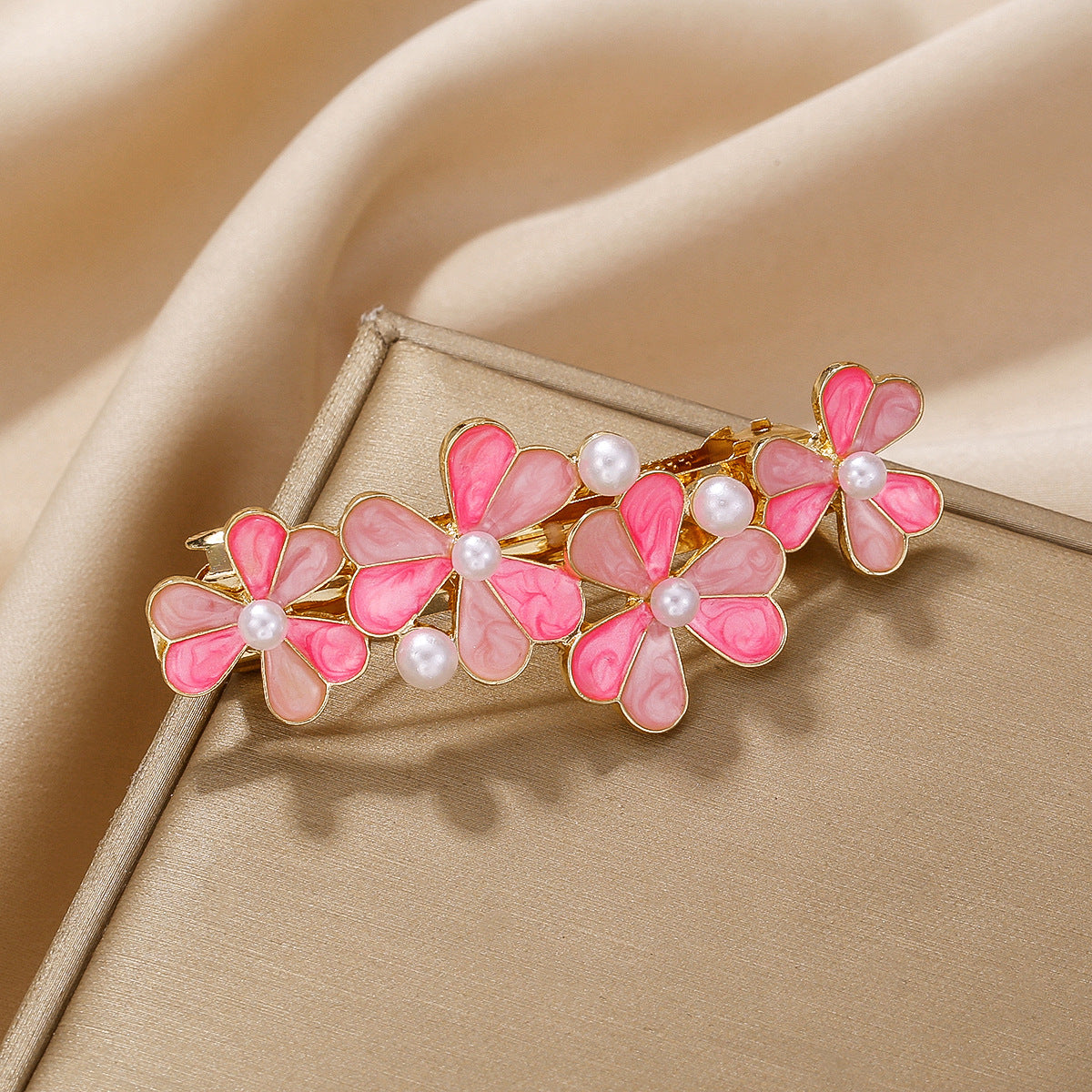Enamel Flower Pearl Spring Hair Clip - Color_2