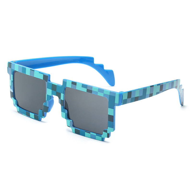 8-Bit Pixel Novelty Square Sunglasses - Blue