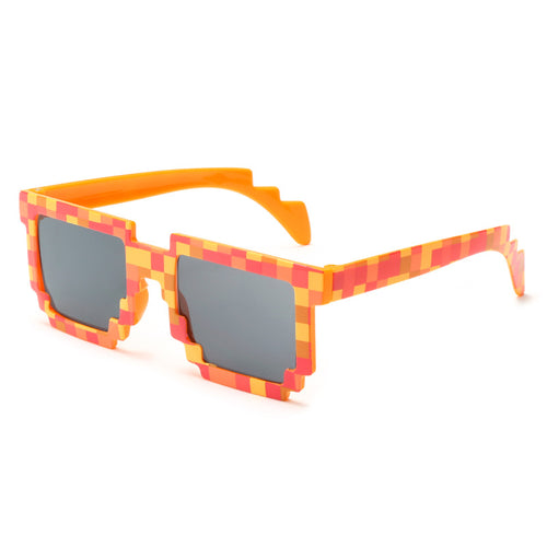 8-Bit Pixel Novelty Square Sunglasses - Orange