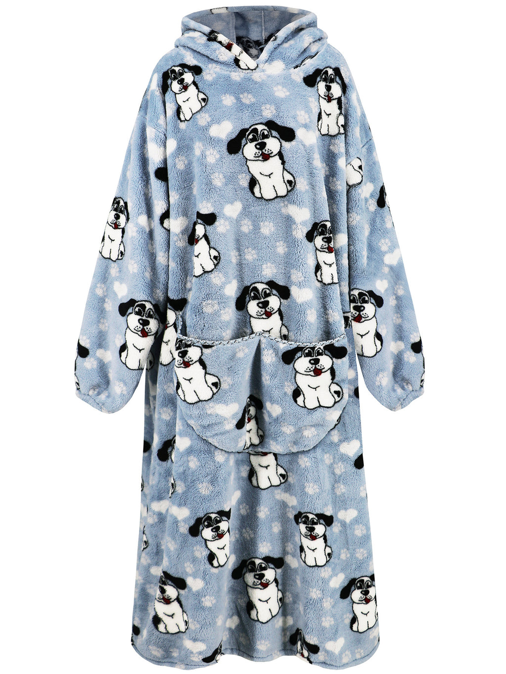 Oversized Hooded Fleece Pajama Blanket - Blue - 1