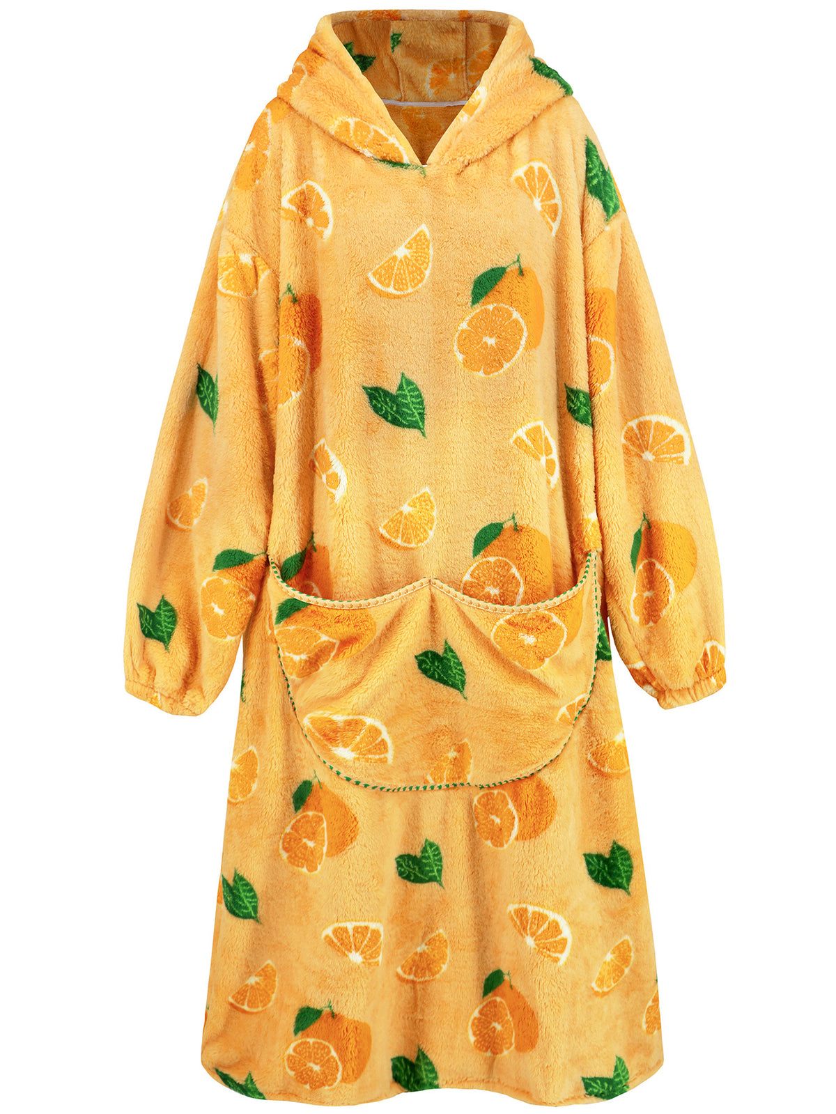 Oversized Hooded Fleece Pajama Blanket - Yellow