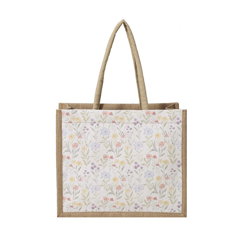 Cottagecore Ditsy Floral Jute Tote Bag - Multi