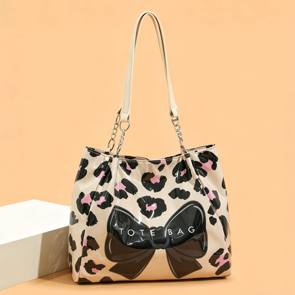 Leopard Print Tote Bag With Oversized Bow Detail