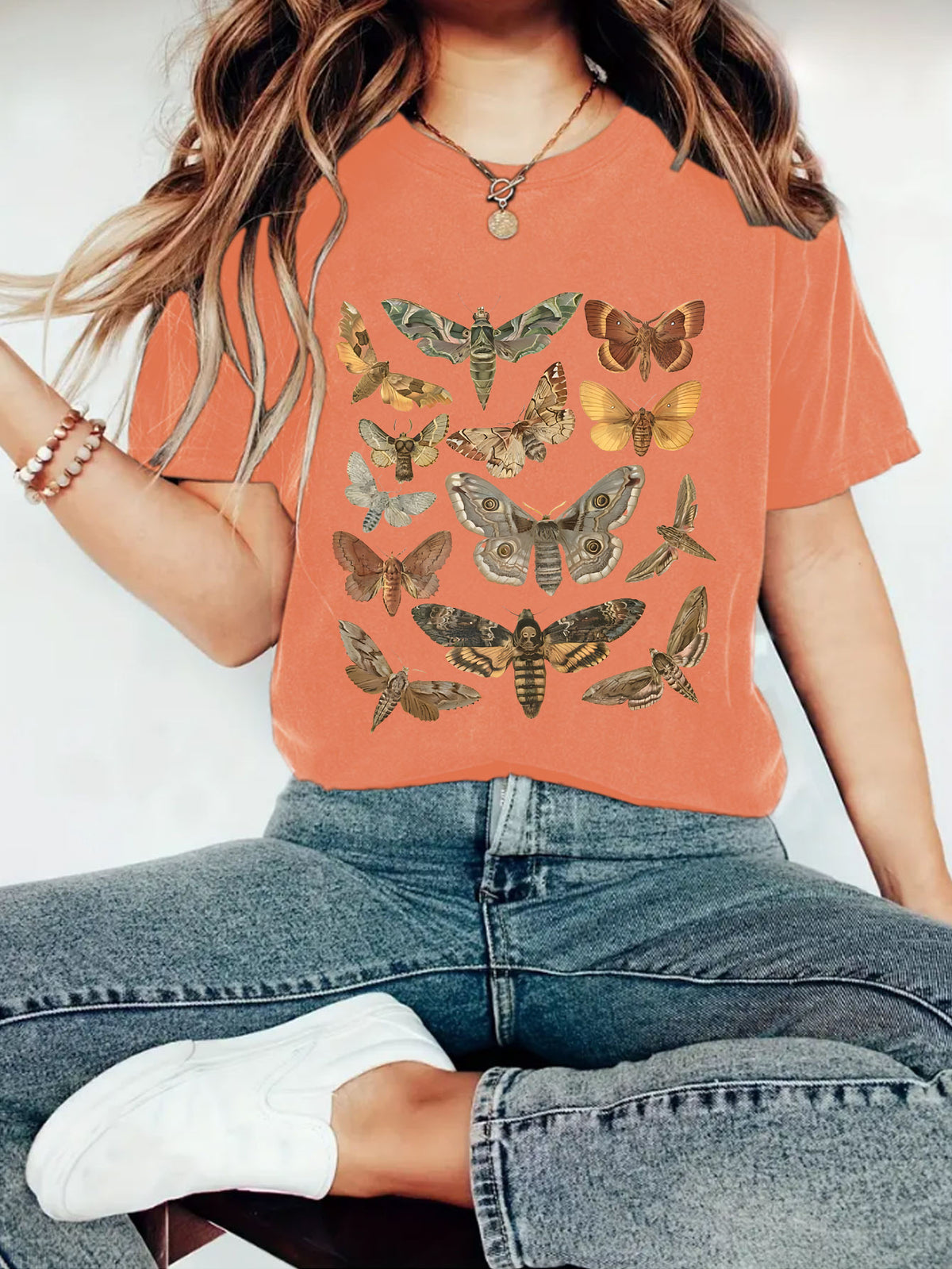 Vintage Moth And Butterfly Specimen Tee - Orange