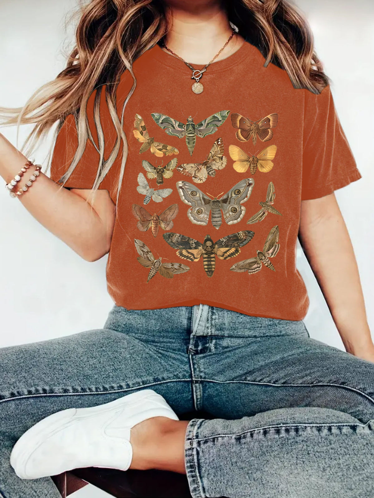 Vintage Moth And Butterfly Specimen Tee - Rust