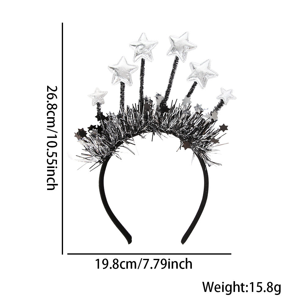 New Year Party Headbands With Tinsel Stars - NO04