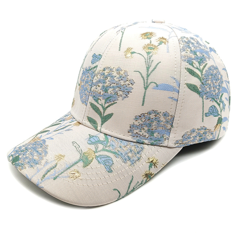 Botanical Print Adjustable Baseball Cap - Blue