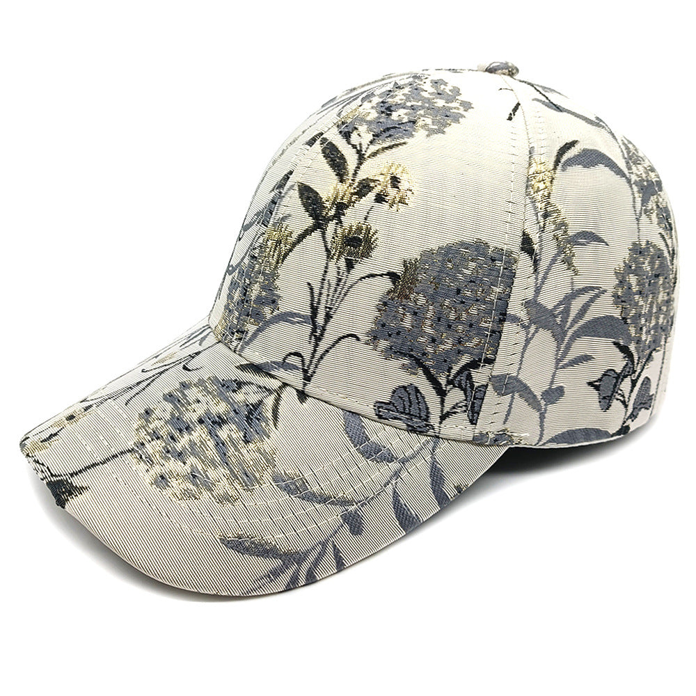 Botanical Print Adjustable Baseball Cap - Grey