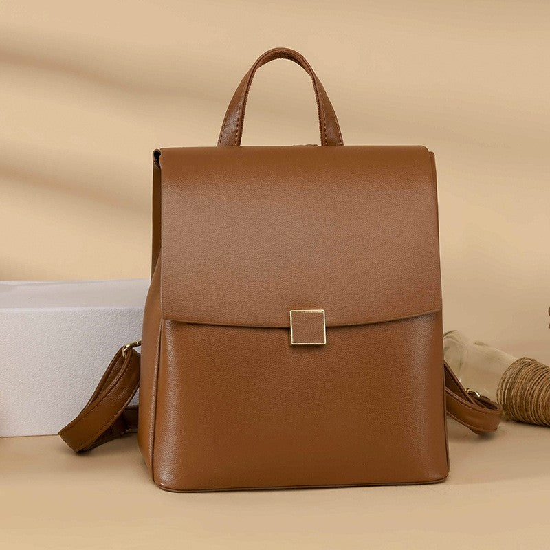 Minimalist Flap Faux Leather Backpack