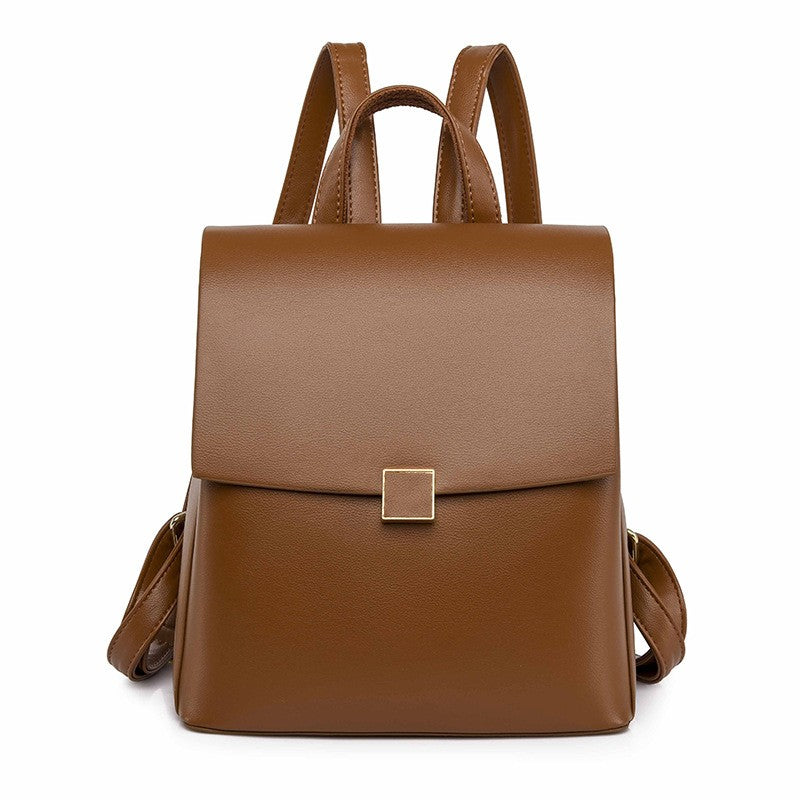 Minimalist Flap Faux Leather Backpack