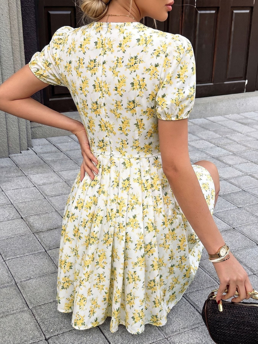 Ditsy Floral Tie Front Mini Sundress - view 2