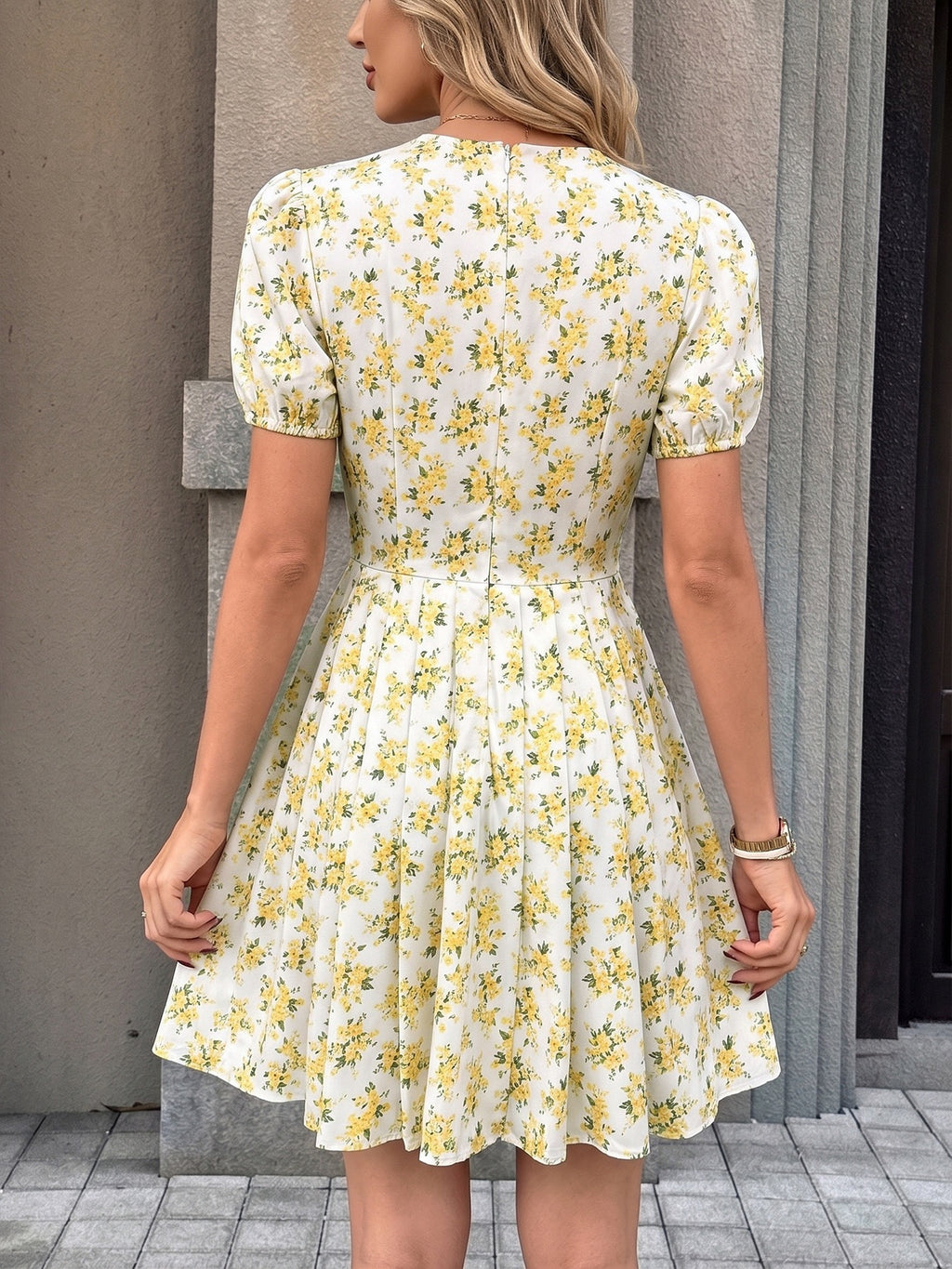 Ditsy Floral Tie Front Mini Sundress - view 3