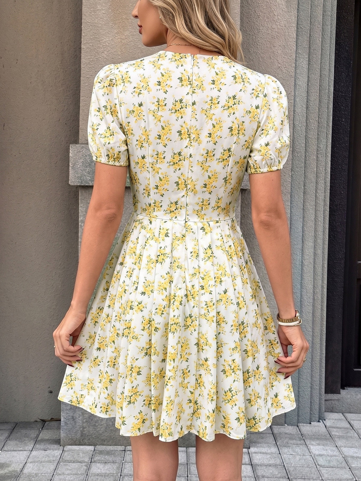 Ditsy Floral Tie Front Mini Sundress - view 3