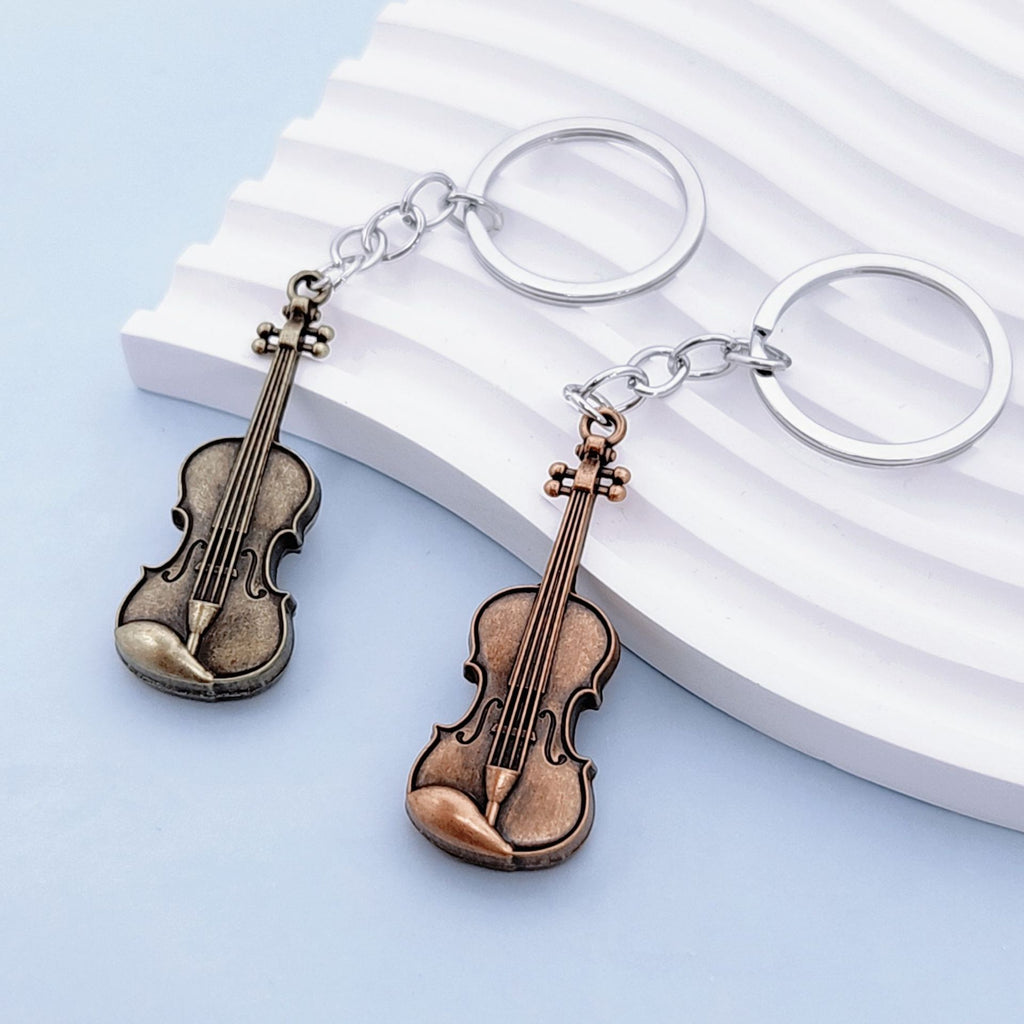 Vintage Antique Violin Pendant Keychain Charm - view 2