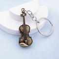 Vintage Antique Violin Pendant Keychain Charm - Antique Gold