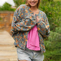 Ditsy Floral Batwing Babydoll Jacket - Flowers