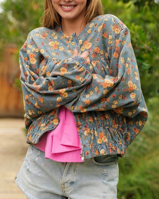 Ditsy Floral Batwing Babydoll Jacket - Flowers - 2