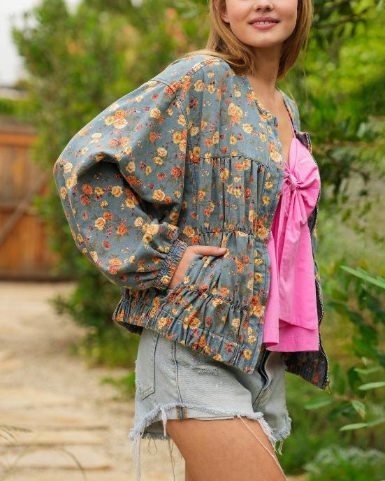 Ditsy Floral Batwing Babydoll Jacket - Flowers - 3