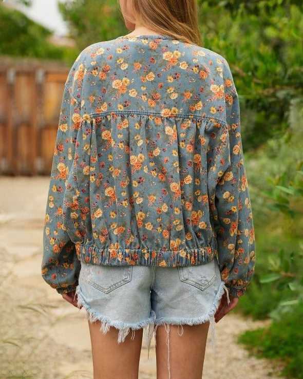 Ditsy Floral Batwing Babydoll Jacket - Flowers - 4