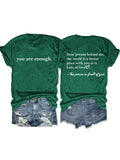 Uplifting Message Front Back Print Tee - Green