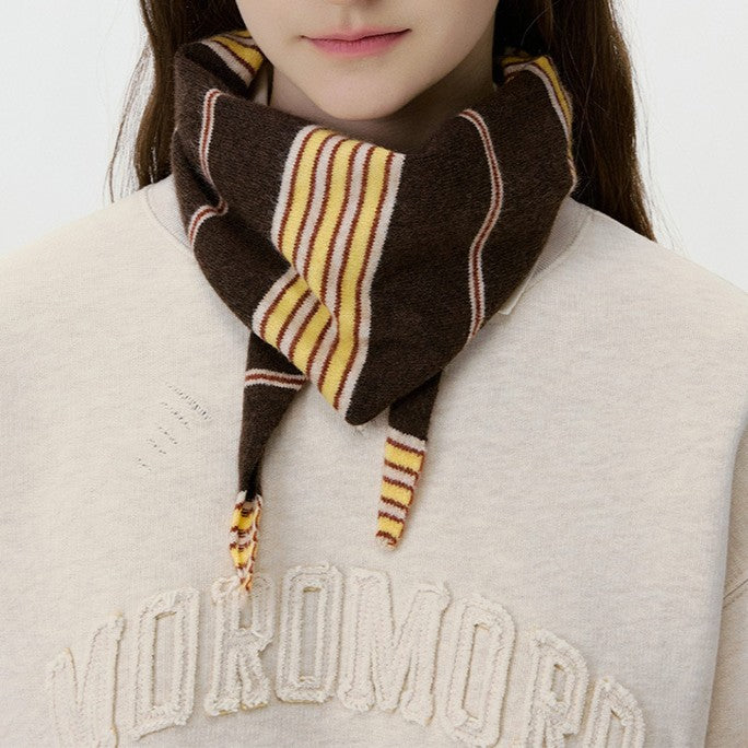 Knit Triangle Bandana Scarf With Ties