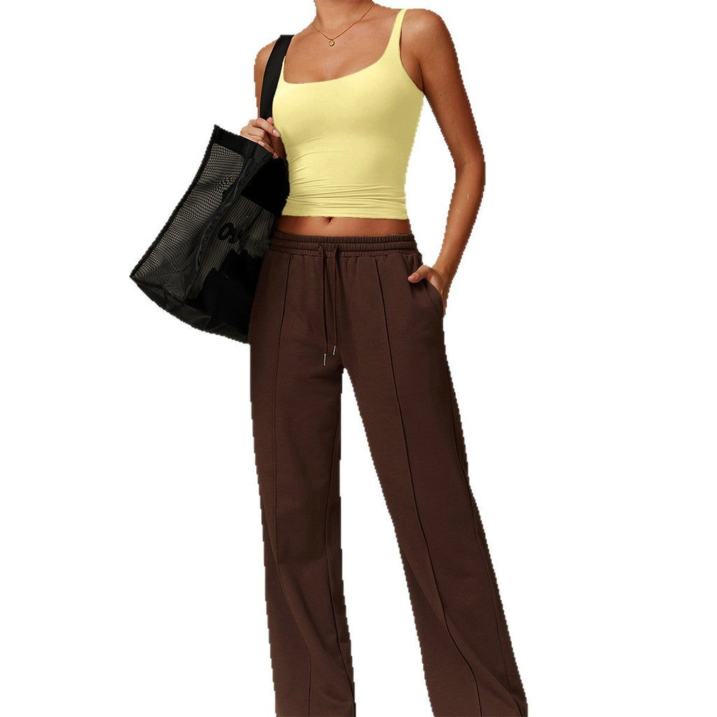 Square Neck Fitted Stretch Cropped Yoga Tank