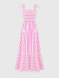 Striped Smocked Tiered Maxi Sundress - Pink