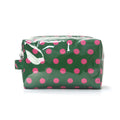 Glossy Polka Dot Zip Top Cosmetic Pouch - DGreen