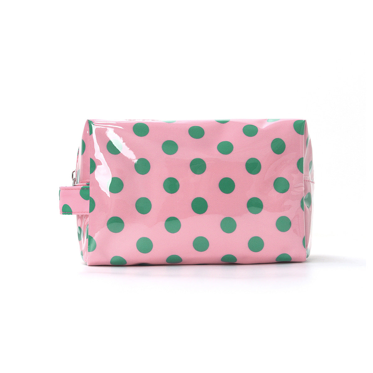 Glossy Polka Dot Zip Top Cosmetic Pouch - GPink - 1