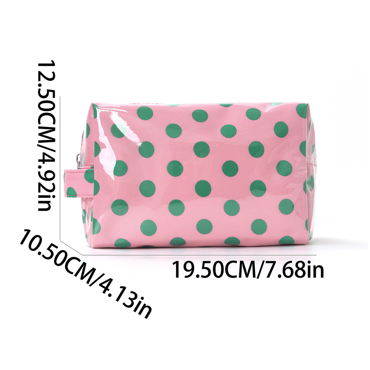 Glossy Polka Dot Zip Top Cosmetic Pouch - GPink - 4