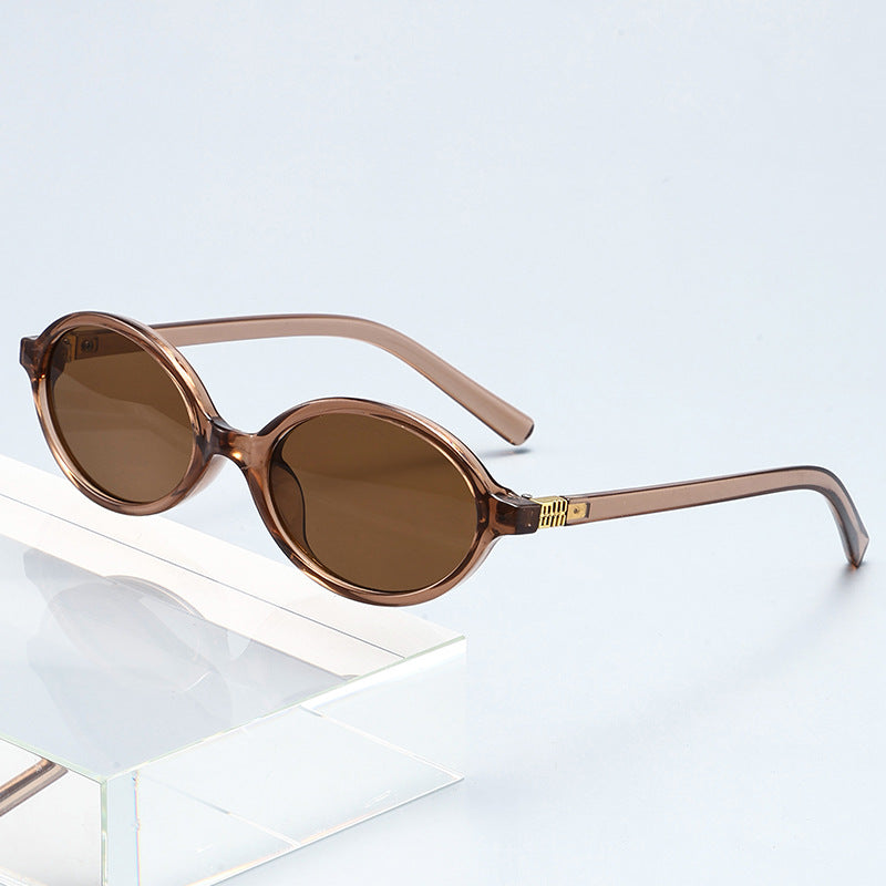 Retro Narrow Oval Sunglasses With Slim Temples - Color_05