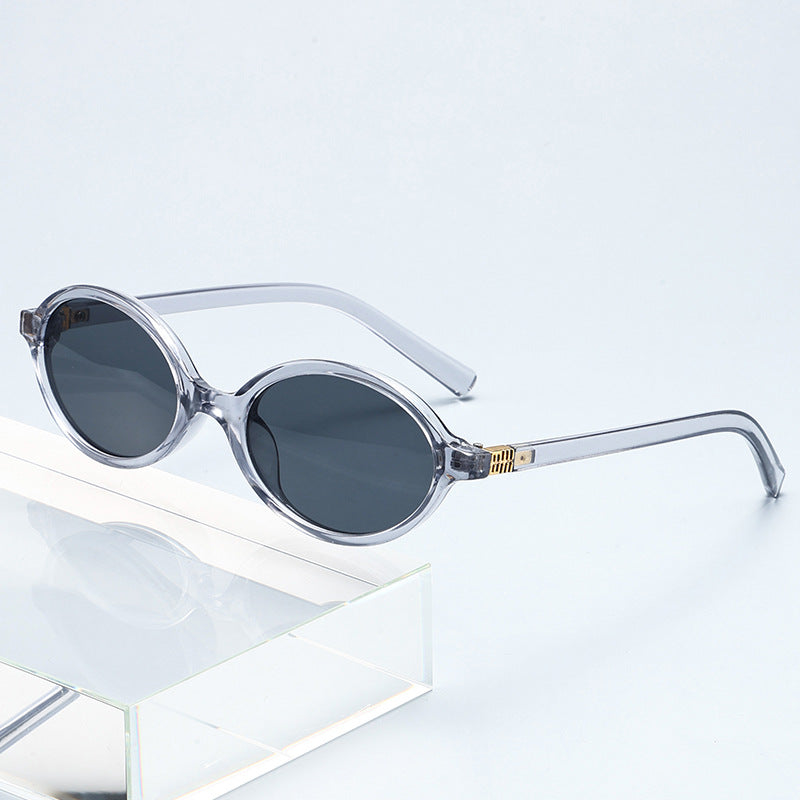 Retro Narrow Oval Sunglasses With Slim Temples - Color_07