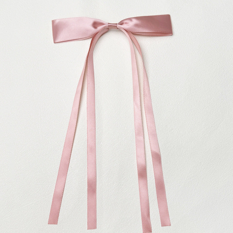 Layered Satin Ribbon Bow Hair Clip - Blush