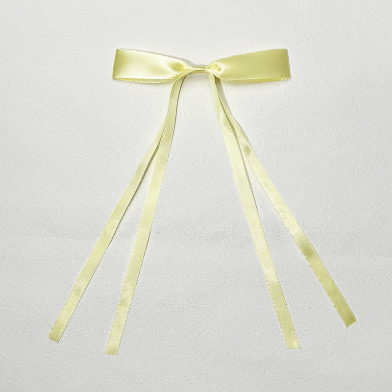 Layered Satin Ribbon Bow Hair Clip - Butter