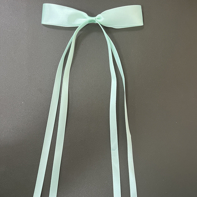 Layered Satin Ribbon Bow Hair Clip - Mint