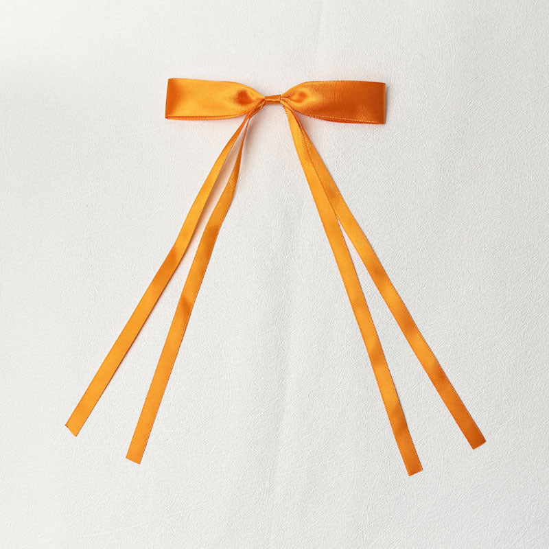 Layered Satin Ribbon Bow Hair Clip - Orange