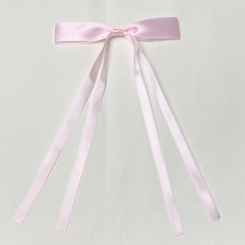 Layered Satin Ribbon Bow Hair Clip - Pink